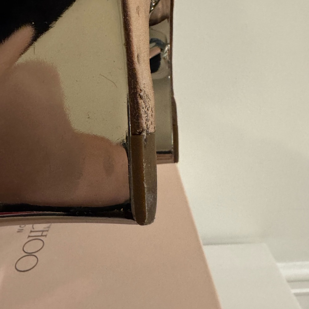 Jimmy Choo Champagne Glitter Peep-Toe Heels - Picture 8 of 12